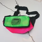 Vintage Harvey's Neon Green & Hot Pink Fanny Pack Hamburger Fast Food Restaurant