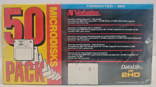 Verbatim DataLife High Density MF-2HD 3.5" Microdisks Floppy Disc 50 Pack SEALED - Afbeelding 2 van 4
