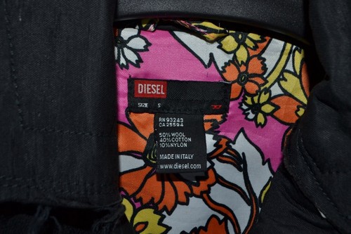 Diesel Retro Made In Italy schwarzer Wollmantel ausgefranst, BESTES GEFÜTTERT, Größe S - Bild 10 von 19