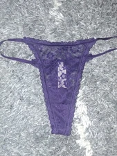 Vs floral Sequin lace String thong NEW SIZE Medium Dark Purple Shimmer