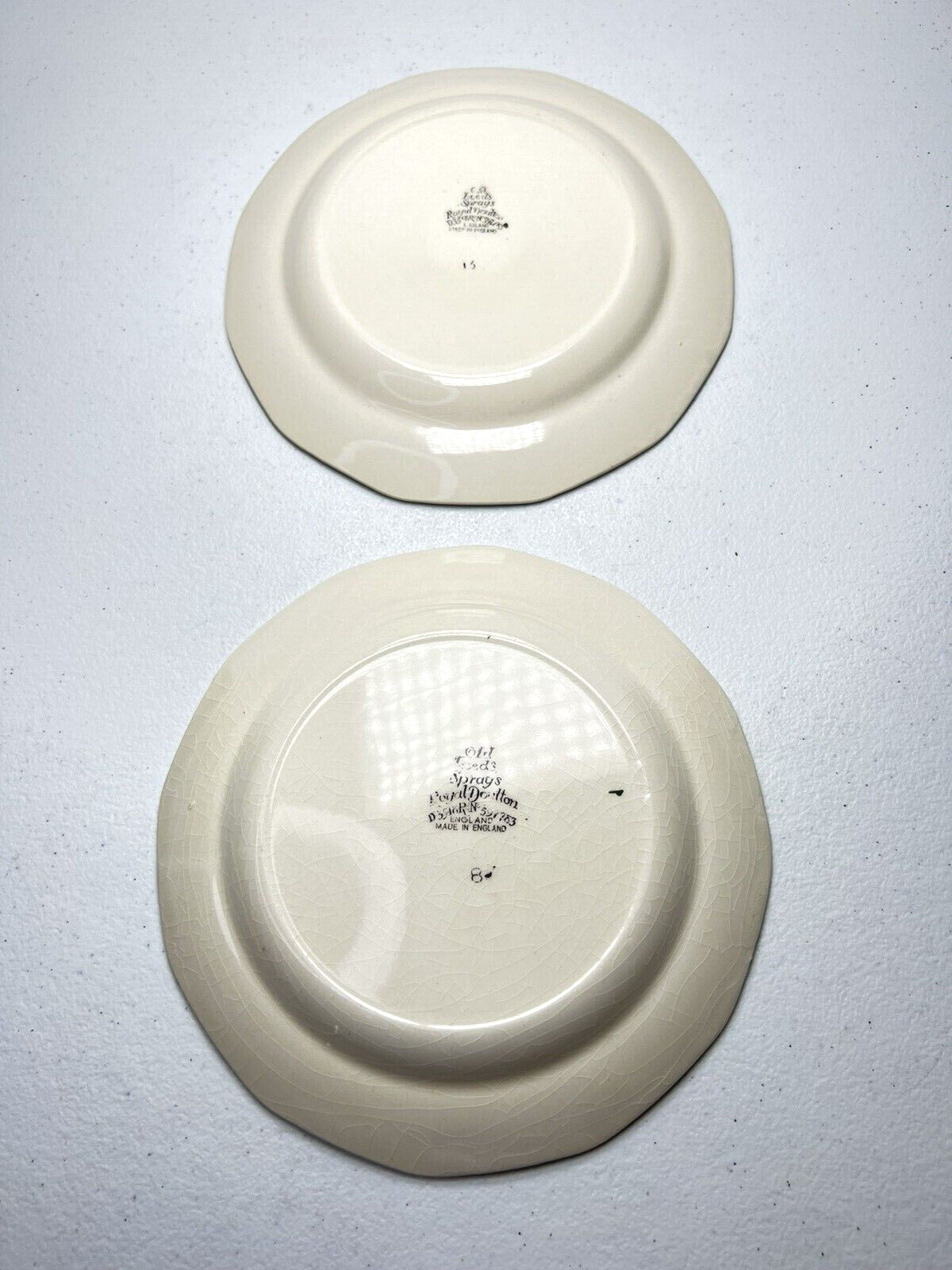 Royal Doulton Old Leeds Spray Salad Plates SET of 8 D3548 Antique  1913  7 3/8"