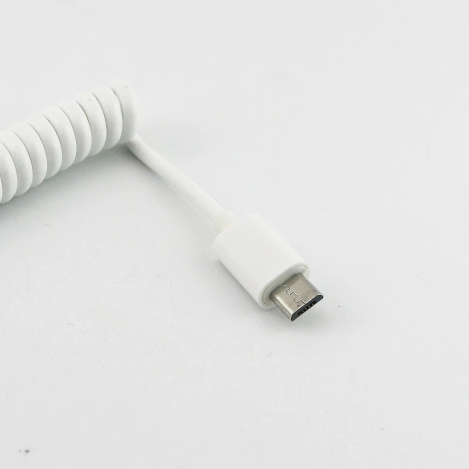 10x USB Micro 5Pin Male To Micro Male Spiral Coiled Extension Cable White 3FT - Image 3 of 4