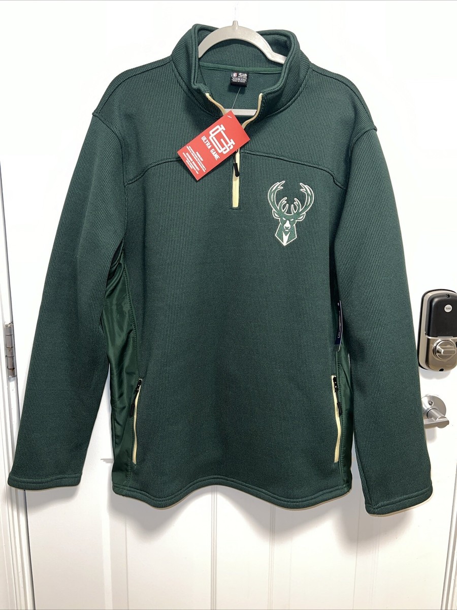 Ultra Game Milwauke Bucks Men's 1/4 Zip Fleece Pullover Sweatshirt