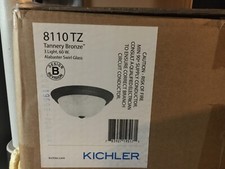 Kichler Flush Mount 3Lt, Tannery Bronze, Alabaster Swirl - 8110TZ new