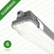 6 x Lumineux Korrosionsschutz 6ft Single 38W 2CCT 4K/5K IP65 Grau EM 430415-H3