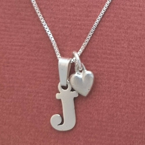 Sterling Silver Initial Letter Necklace Alphabet Heart Solid 925 pendant n chain - Picture 23 of 39