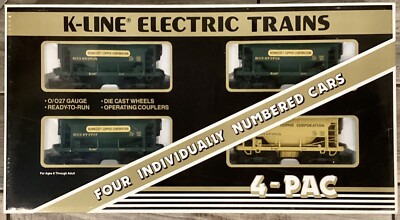 K-Line Trains O/027 Gauge KCC Classic Ore Car K-6737A2 4 Pack New