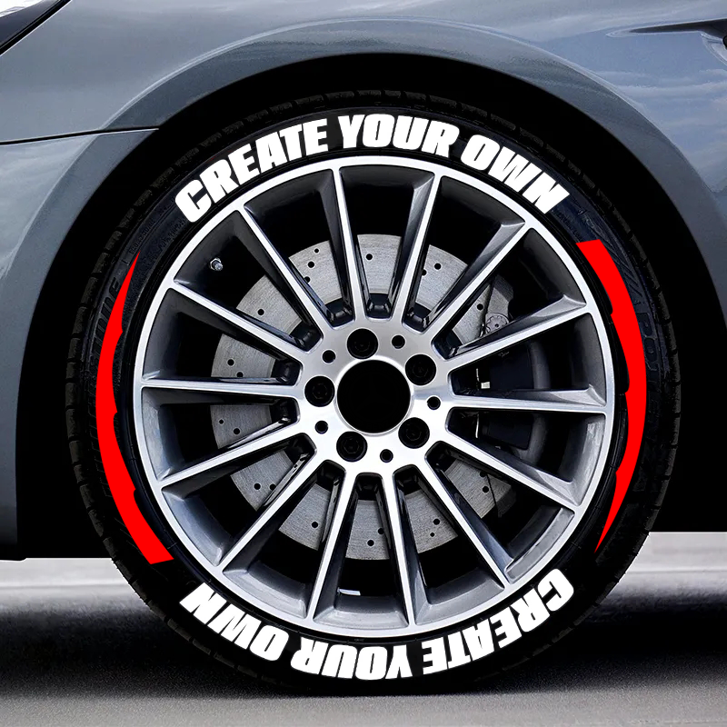 Tyre Writing Car Tire Lettering Sticker Custom Text 1.06'' 14''-22'' Personlized ...