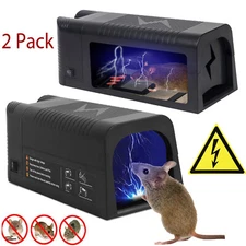 2 Packs Electronic Mouse Trap Control Kill Big Rat Pest Electric Rodent Zapper