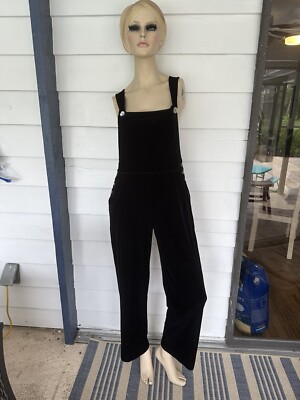 Vintage 1980's /90's VELVET velour Overalls Black Womans by