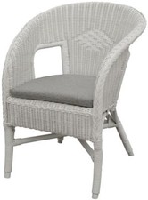 Rattan-Sessel/Stapelsessel Bella, aus Natur-Rattan, Farbe Weiss mit Polster