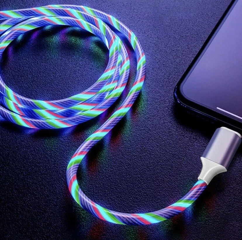 Cabo USB carregamento rápido LED carregador de telefone micro iluminação para iPhone tipo C - Imagem 4 de 4