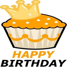 30 Custom Happy Birthday Orange Crown Cupcake Personalized Address Labels