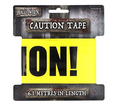 Cinta de advertencia amarilla larga de Halloween - 6,1 m - decoración de fiesta pancarta de pared Foto 3 de 3