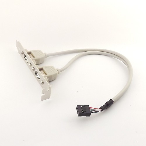 1x Mainboard 9 Pin Header to 2 Ports USB 2.0 A Female Cable PCI Bracket 1FT 30cm - 第 5/5 張圖片
