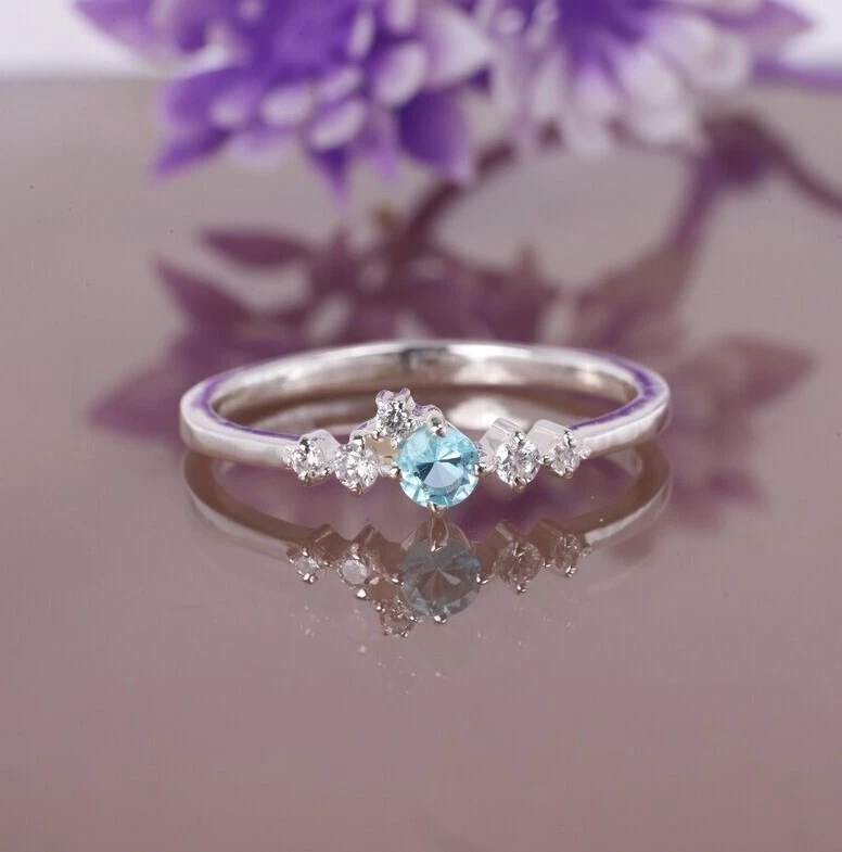 Minimalist aquamarine deals ring
