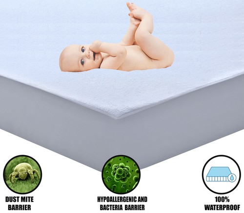 Waterproof Mattress Protector Terry Fitted Sheet Wet Cover Cot Small Double King - Picture 3 of 18