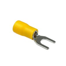 Fork Terminals, PVC Insulated, 10-12 AWG Wire, 8 Stud Size, Yellow, 100 Pcs