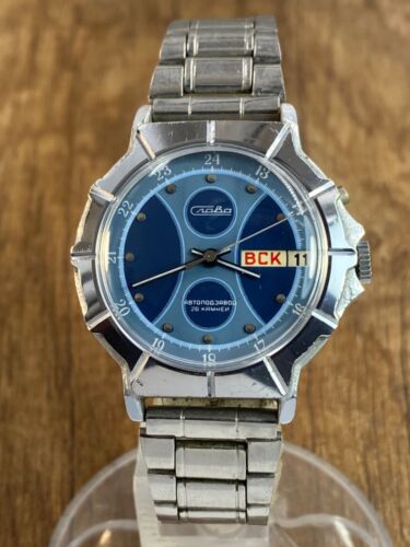 Slava Automatic 26j cal. 2427 vintage Soviet Era mens watch USSR - Picture 2 of 23