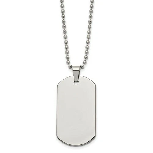 *BRAND NEW* Chisel Tungsten Polished Dog Tag 22 inch Men's Necklace TUN100-22 - Image 3 of 4