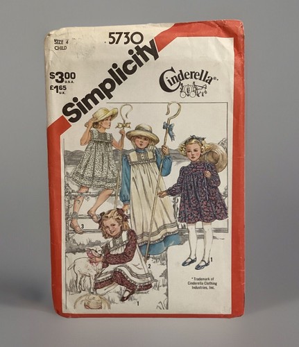 Cinderella Clothing 1982 Dress Patterns Simplicity #5730 Child Size 4 Uncut - Picture 4 of 9