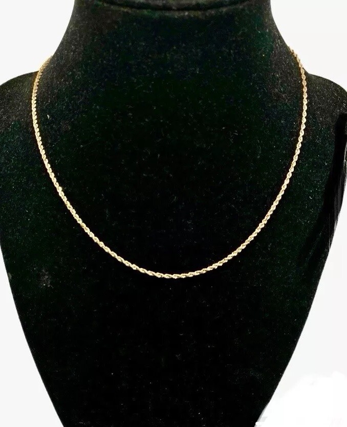 14k Yellow Gold Solid French Rope Necklace Chain grams 2mm RCI  Estate