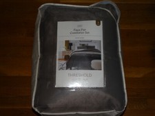 Threshold KING Textured Brown Reverse Micro Mink Faux Fur Comforter  Sham Set