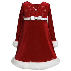 Bonnie Jean Girls Santa Holiday Christmas Cardigan Velvet Red Dress Set 2T 3T 4T