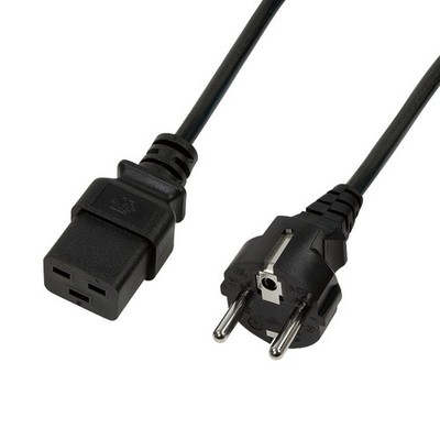 Kaltgerätekabel 16A C19 - 1m Schuko auf 3polige Buchse für Server CEE7/7 IEC C19