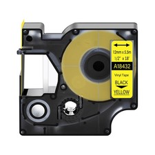 DYMO Rhino 18432 Black on Yellow Vinly Lable Tape 12mm 1/2'' For DYMO 1000 5000