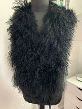 Jayley real Mongolian fur shearling vest waist coat jacket  UK10-12 US6-8