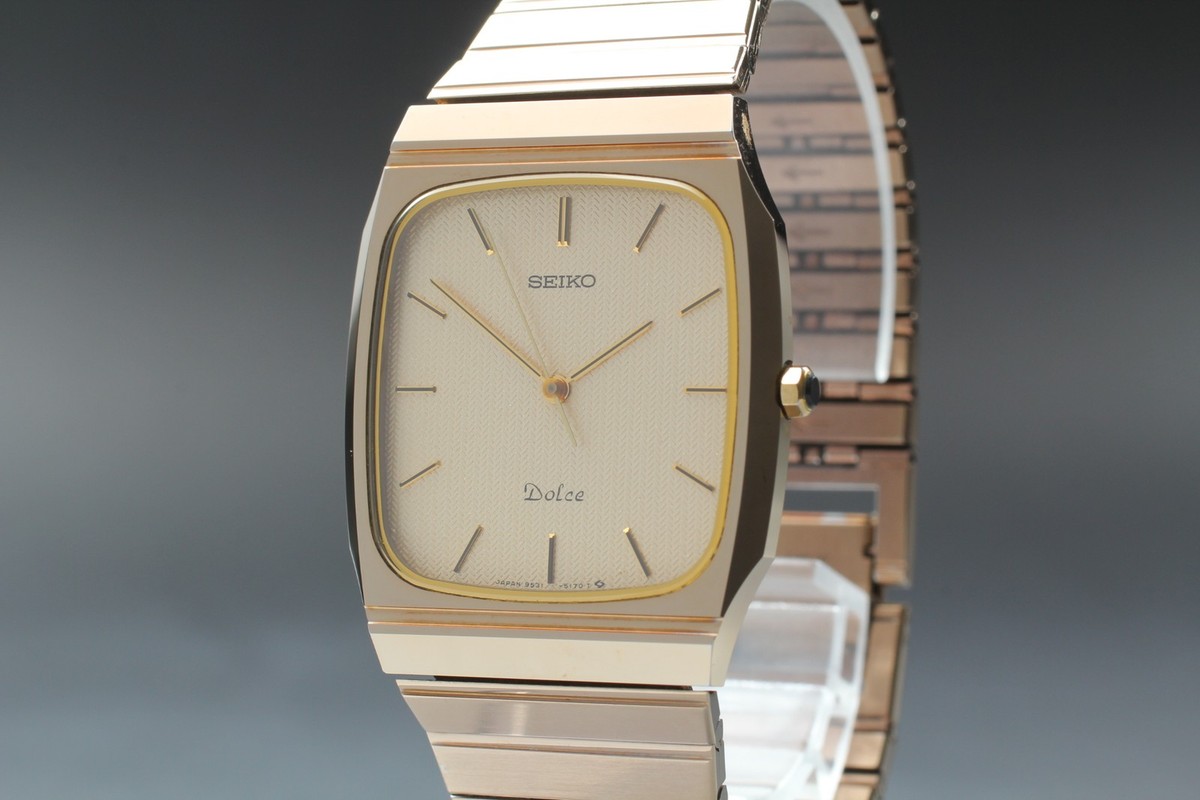 Vintage 1987 Seiko Dolce 9531-5140 Tungsten Gold HAQ Quartz Mens
