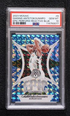 2023 Mosaic Reactive Blue Prizm 65/99 Giannis Antetokounmpo PSA 10 GEM MT 0x3f