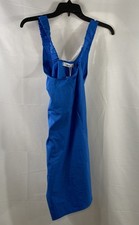 MNG Women's Blue Vita Gathered Strap Cotton Blend Mini Dress Sz XS NWT