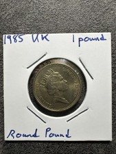 1985 UK Queen Elizabeth II. 1 Pound Welsh National Emblem Leek Royal Diadem.