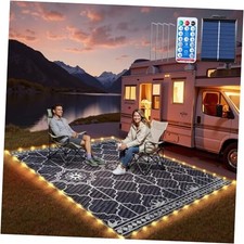 6x9Ft Outdoor Rug, Solar Powered Outdoor Rug with 94LEDs Strip Lights for
