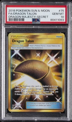 2018 POKEMON SUN & MOON DRAGON MAJESTY SECRET #75 FULL ART/DRAGON TALON PSA 10