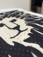 Anne Klein Vintage Lion Print Silk Scarf-24  Square   Black  Ivory-Rare Graphic