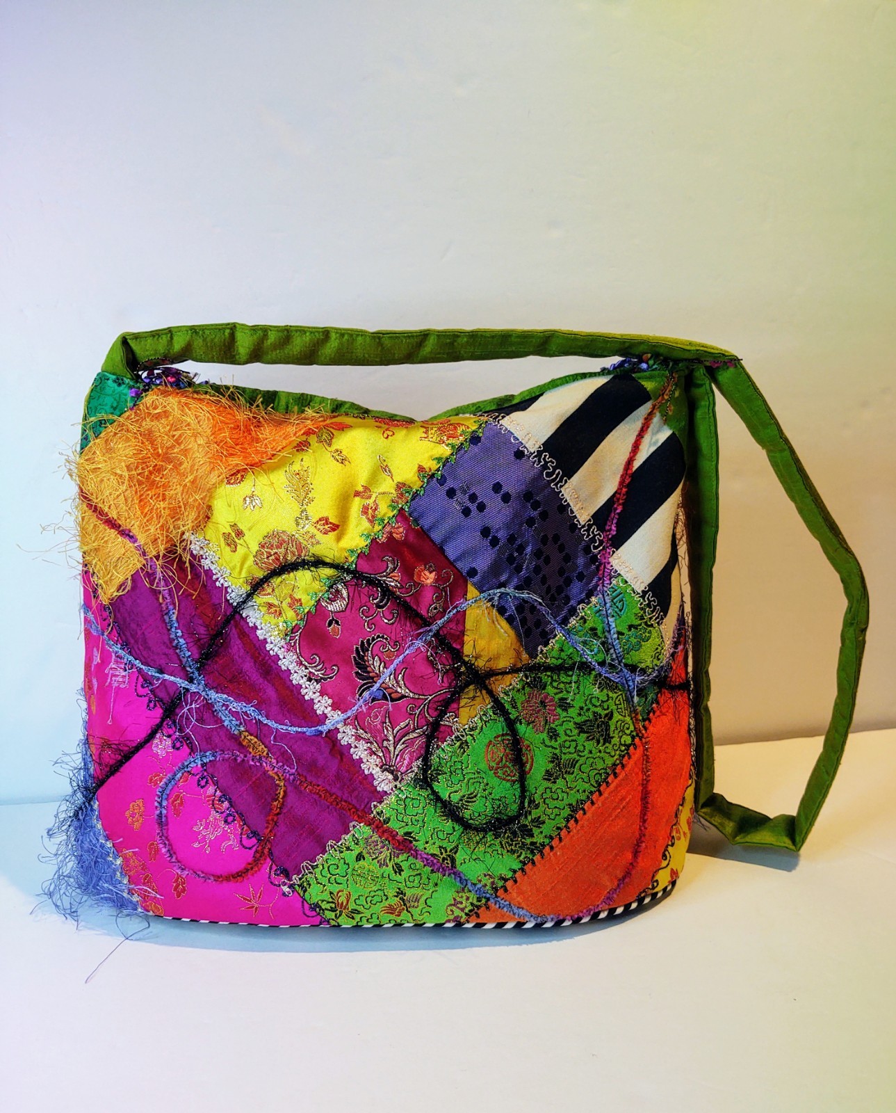 OOAK Handmade Patchwork Long Strap Boho Purse Bag… - image 5
