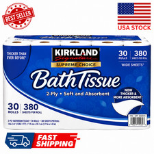 Kirkland Signature Bath Tissue 30 Rolls 2-Ply 380 Sheets Soft Toilet Paper-Fast