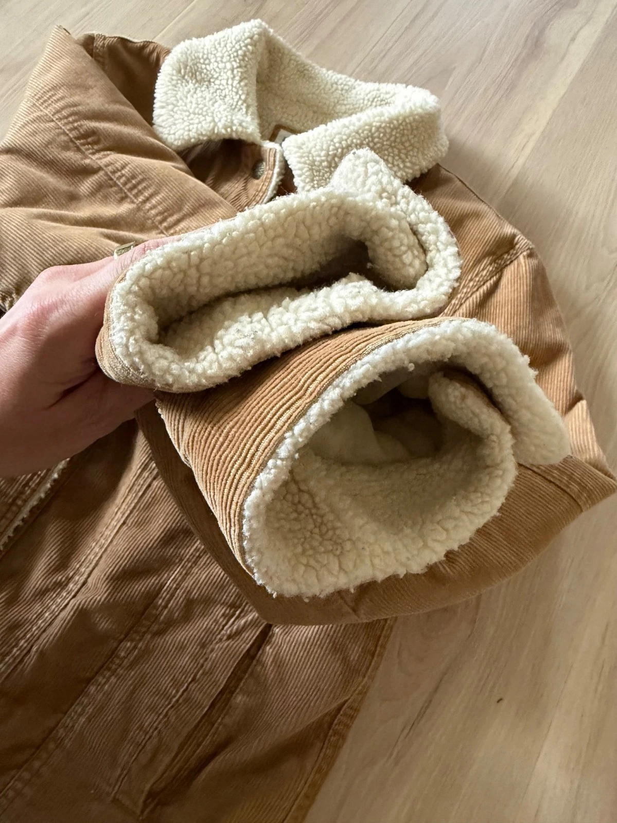 Vintage 90s Marvin Richards Corduroy Sherpa Lined Trucker Jacket Tan Unisex L - product detail image 3