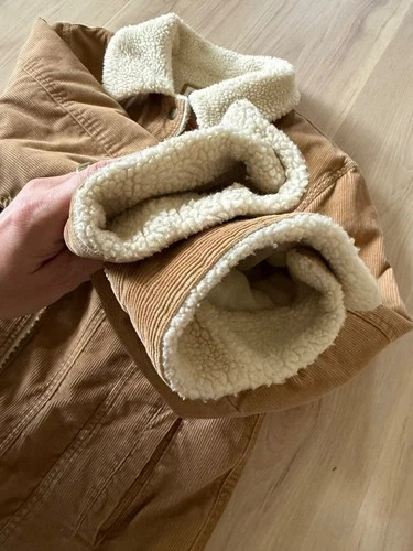 Vintage 90s Marvin Richards Corduroy Sherpa Lined Trucker Jacket Tan Unisex L image 3