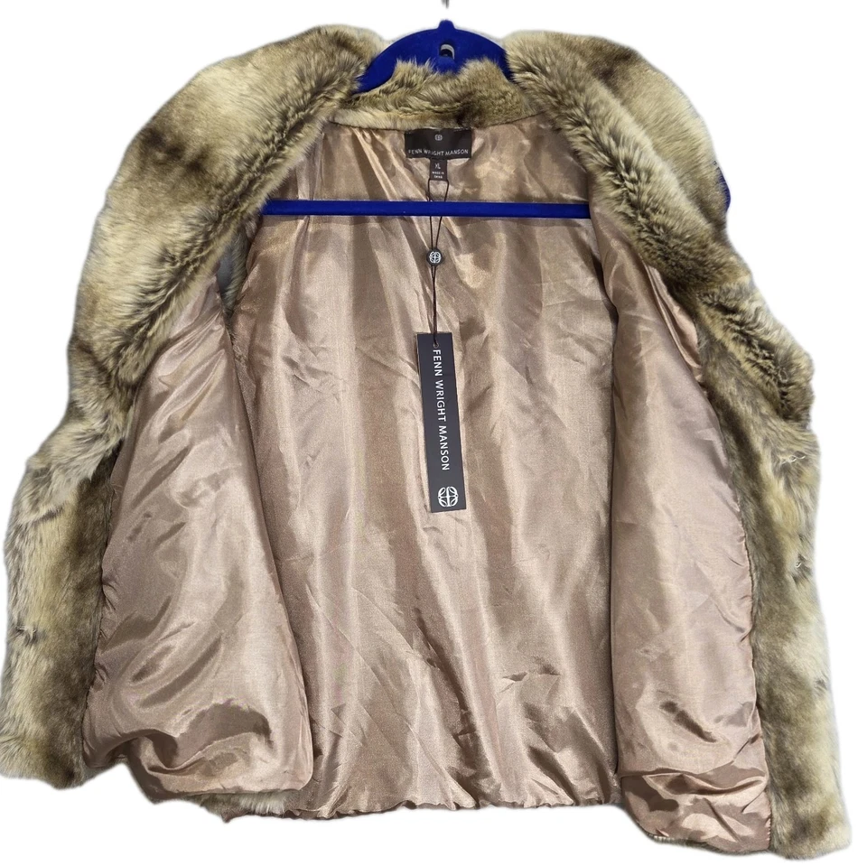 Chaleco de piel sintética Fenn Wright Manson XL para mujer nuevo con etiquetas marrón tostado capas de invierno Foto 3 de 4