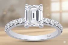 2.50 Ct IGI Lab Grown Emerald Cut Diamond Ring 14k White Gold Size 5