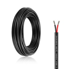 24 Gauge 2 Conductor Electrical Wire, 24 AWG Red  Black Tinned Copper Hookup...