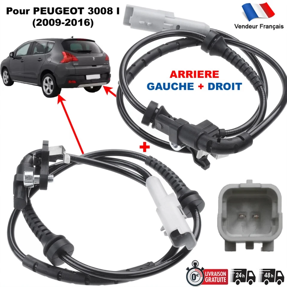 Capteur de vitesse de roue arrière Gauche ou Droite ABS pour 3008 2009-2016 - Photo 1/4