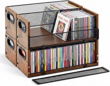 4 Pcs Wooden Cd Storage Box Holder Racks Retro Cassette Tape Display Stand