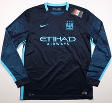 Manchester City 15/16 Away Nike Dri-Fit Soccer Jersey L/S Men's Large 658875-476