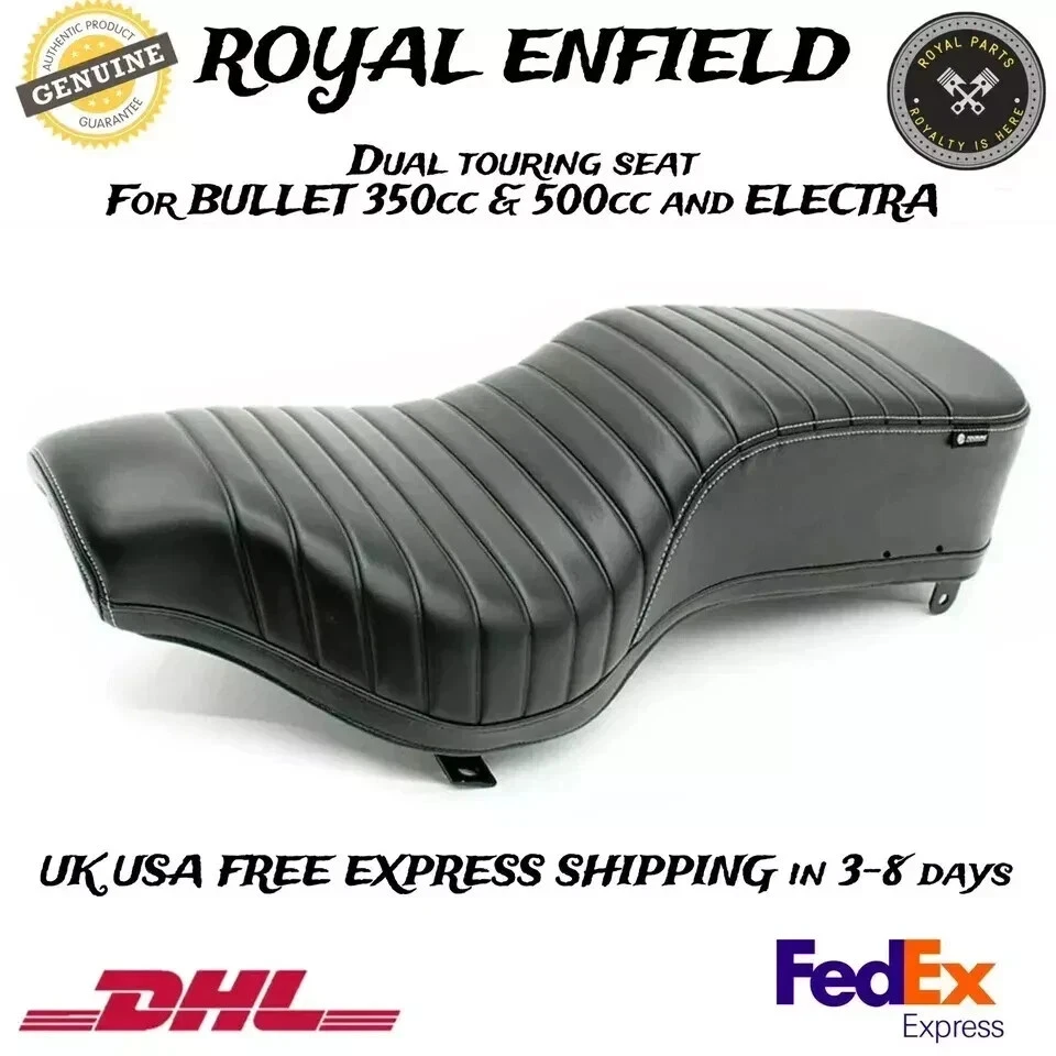 New Genuine Black Touring Dual Seat for Royal Enfield Bullet 350/500 Electra 350 — 第 2/4 张图片