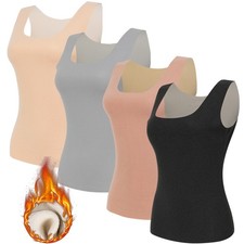 Women Fleece Lined Thermal Tank Top Underwear Base Layer Camisole Warm Vest Slim